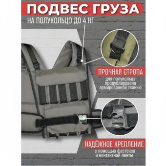 Жилет-утяжелитель WorkOut 18 кг ЖУ18 (серый)