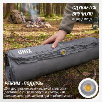 Матрас самонадувающийся UNIX Camp 195х80х10 см (серый)