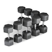 Ряд гантелей гексагональных UNIX Fit обрезиненных от 12,5 до 30 кг