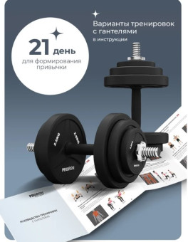 Гантели разборные обрезиненные PROIRON Г2100РО (2 шт по 10 кг)