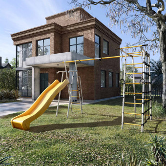 Дачный комплекс Romana Богатырь Плюс 2 MAX, без качелей, 103.12.07 (серый-жёлтый)