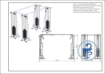 Двойной кроссовер Central Sport Pro, AR082.4х100 (стек 4х100кг, на базе реабилитационной рамы)