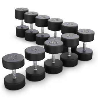 Ряд гантелей круглых UNIX Fit обрезиненные от 27,5 до 50 кг