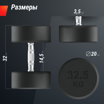 Гантели круглые обрезиненные UNIX Fit PRO (32.5 кг, 2 шт)