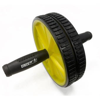 Ролик для пресса с ковриком под колени UNIX Fit D17,5 см (черно-желтый)