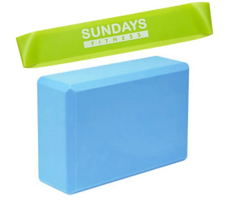 Набор для фитнеса Sundays Fitness Эспандер IR97630 + Блок IR97416 (голубой)