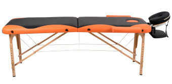 Массажный стол Atlas Sport складной 2-с деревянный 60 см. + сумка (черно-оранжевый)