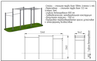 Рукоход двойной разноуровневый с турниками Central Sport Pro, ARWOK015