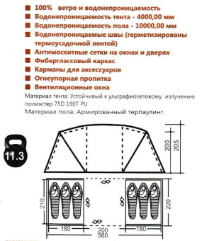 Палатка INDI (Indiana) TWIN 6 (зеленый)