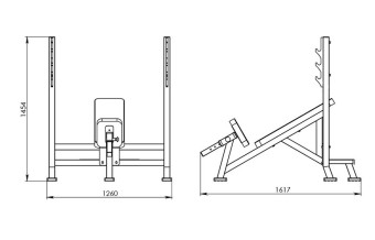 Скамья для штанги со стойками наклонная Central Sport Pro, AR014