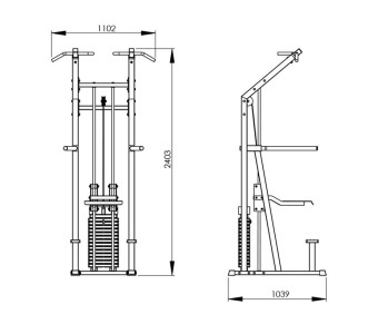 Турник-брусья Central Sport Pro, AR049.1 (с противовесом, стек 75кг)
