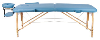 Массажный стол Atlas Sport складной 2-с деревянный 70 см. + сумка (голубой)
