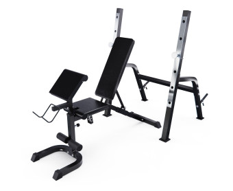 Скамья со стойками под штангу DFC GORILLA (с партой для бицепса)