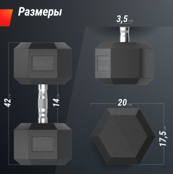 Гантели гексагональные обрезиненные UNIX Fit (32.5 кг, 2 шт)