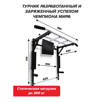Турник 3в1 Absolute Champion ЭлитСпорт (черно-белый)