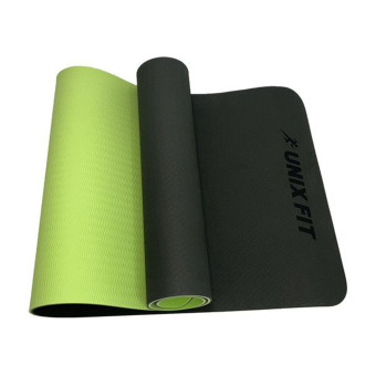 Коврик для йоги и фитнеса UNIX Fit (180 х 61 х 0,8 см, двусторонний, двуцветный, зеленый)