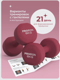 Гантели неопреновые PROIRON Г2080НЕО (2 шт по 8 кг)