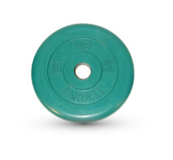 Диск обрезиненный "Barbell" d 51 мм (цветной, 10 кг)