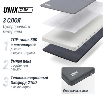 Матрас самонадувающийся UNIX Camp 195х80х10 см (серый)