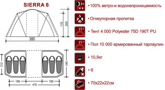 Палатка INDI Indiana SIERRA 6 (хаки)