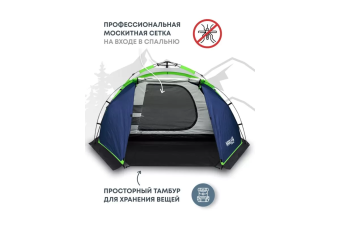 Палатка кемпинговая RSP Narle 4 с автоматическим каркасом (синий)