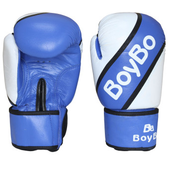 Перчатки бокс. BoyBo Premium кожа син.