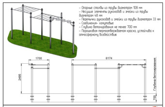 Двойной рукоход и змейка Central Sport Pro, INVAR104