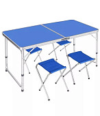 Стол туристический Classmark, 4 стула, 120x60x70см (голубой)