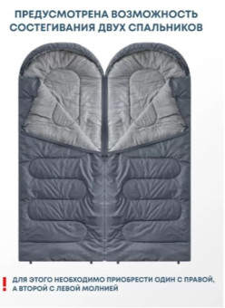 Спальный мешок RSP Sleep 350 L (серый, 220x80см, молния слева)