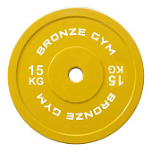 Диск олимпийский BRONZE GYM тяжелоатлетический желтый (15 кг)