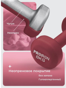 Гантели неопреновые PROIRON Г2080НЕО (2 шт по 8 кг)