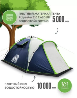 Палатка кемпинговая RSP Narle 3 с автоматическим каркасом (синий)