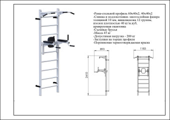 Шведская стенка + турник + брусья Central Sport Pro, L072