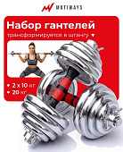 Гантели MOTIWAYS в чемодане с грифом 2250903-2 (20 кг)