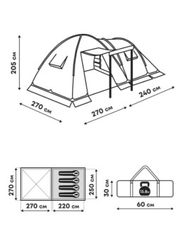 Палатка кемпинговая RSP House 4 (оливково-зелёный)