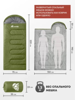 Спальный мешок RSP Lager 250 L (220x75см, оливково-зелёный молния левая)