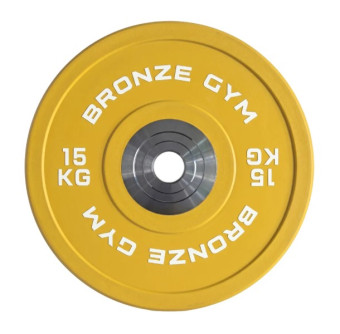 Диск олимпийский BRONZE GYM тяжелоатлетический желтый (15 кг)