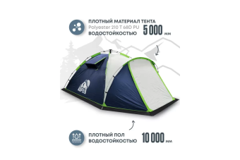 Палатка кемпинговая RSP Narle 4 с автоматическим каркасом (синий)