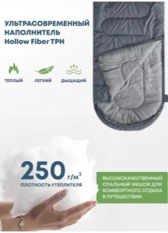 Спальный мешок RSP Sleep 250 R (серый, 220x80см, молния справа)
