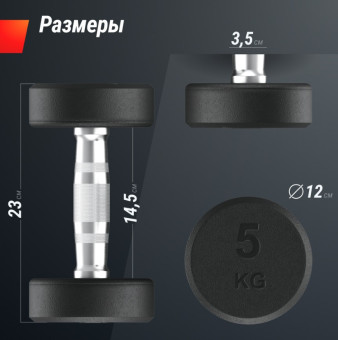 Гантели круглые обрезиненные UNIX Fit PRO (5 кг, 2 шт)