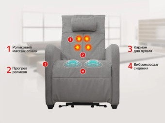 Кресло-реклайнер электрический с подъемом и массажем FUJIMO LIFT CHAIR (Mouse)