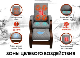 Кресло-качалка (маятник) с массажем FUJIMO BALANCE 2 с пуфом (Серый)
