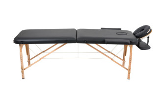 Массажный стол Atlas Sport складной 2-с деревянный 60 см. + сумка (черный)