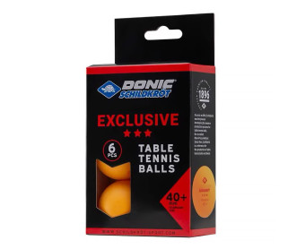 Мячики для н/тенниса DONIC EXCLUSIVE (3* 40+, 6 штук, оранжевый)