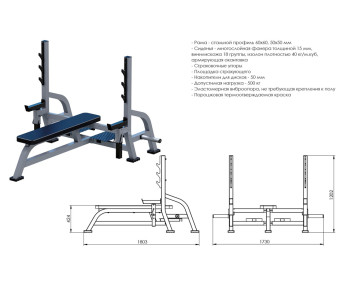 Скамья для жима горизонтальная Central Sport Pro, ARMSX100