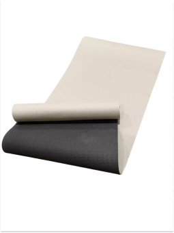 Коврик для йоги и фитнеса черно-бежевый (184х61см)