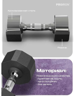 Гантель обрезиненная PROIRON Г1120ОБР (12 кг)