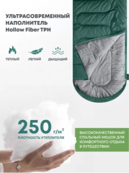 Спальный мешок RSP Sleep 350 R (зелёный, 220x80см, молния справа)