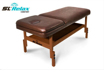 Массажный стол Start Line Relax Comfort коричневая кожа (темное дерево)