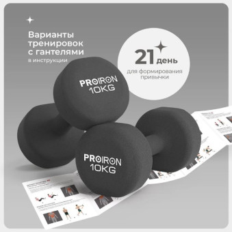 Гантели неопреновые PROIRON Г2100НЕО (2 шт по 10 кг)